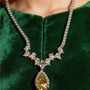 Ice crystals- Silver and Yellow Pendant Necklace